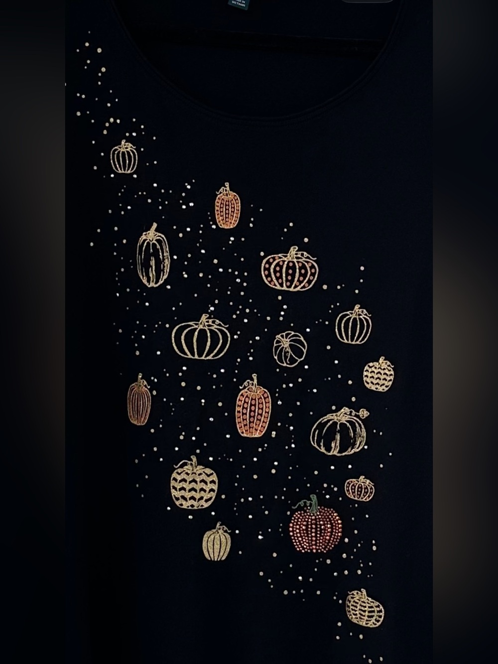 Karen Scott Pumpkin Cotton Autumn Harvest Embellished Top 1X NWT - Picture 6 of 9